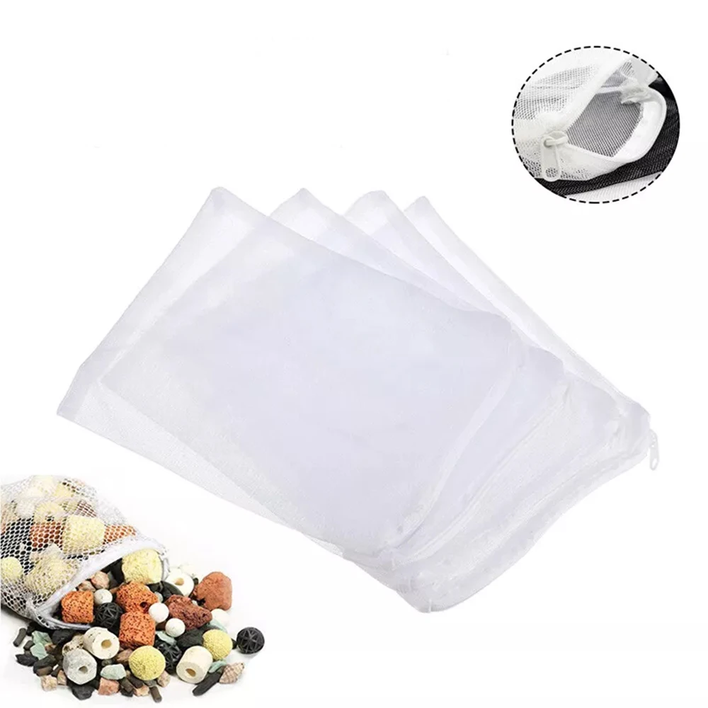 5/10Pcs Aquarium Filter Net Bags Reusable Fine Filter Media Bags With Zipper For Fresh Saltwater Tanks Aquarium Fish Tank Filter 3