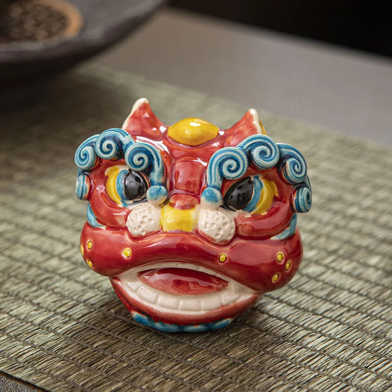 0043 Rui Beast Waking Lion Colorful Ceramic Lion Car Decoration Schoolbag Hanging Peaceful Blessing Gifts China Souvenir