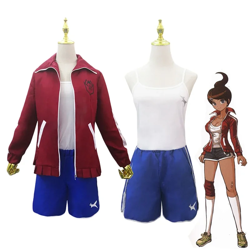 

Anime Danganronpa Cosplay Asahina Aoi Costume Full Set Halloween Party Women Girl Sportswear (Coat + Tops + Shorts )