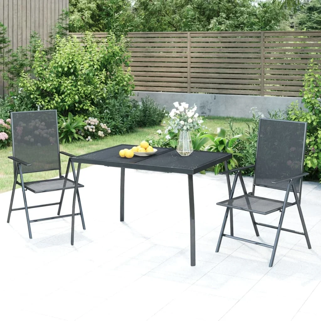 Tavolo Da Giardino Antracite 110X80X72 Cm Trilis In Acciaio, Tavoli Da Campeggio All'Aperto Mobili Da Giardino Giardino Semplice
