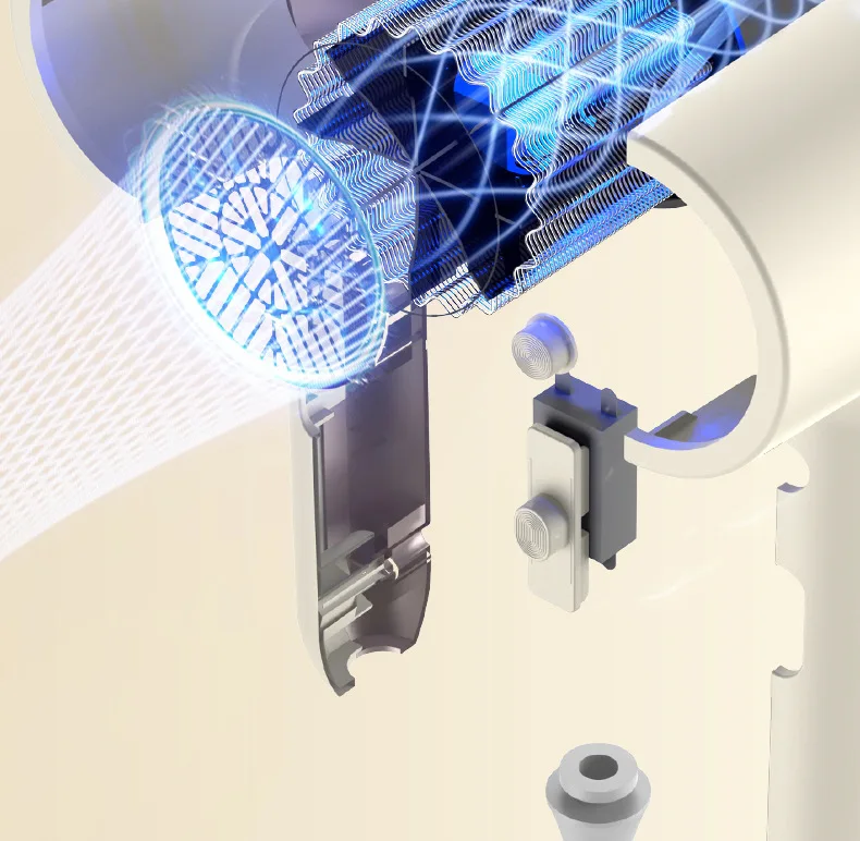 Blue Light Negative Ion Wall Mounted Hair Dryer 1800W High-Power Non-Punching fo