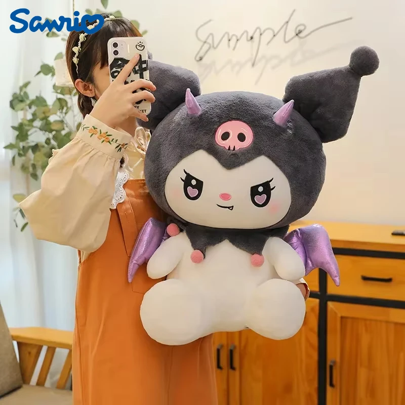 40/50/60CM 빅 사이즈 Sanrio 귀여운 악마 Kuromi 플러시 장난감 천사 내 멜로디 플러시 베개 인형 박제 동물 홈 장식 선물