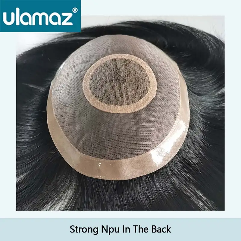 Mono & Pu prótesis de cabello masculino, Base de seda, tupé superior, peluca de cabello humano Original, unidad de sistema de cabello para hombres, pelucas naturales