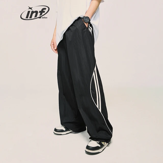 Inflation Vintage Striped Wide Leg Trousers Unisex Drawstring