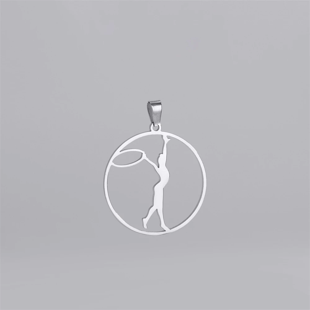 Figur Gymnastik Kreis Übung Charms für Schmuck machen Edelstahl Turner Sport DIY Halskette Schlüssel bund Anhänger Zubehör – Detail 7