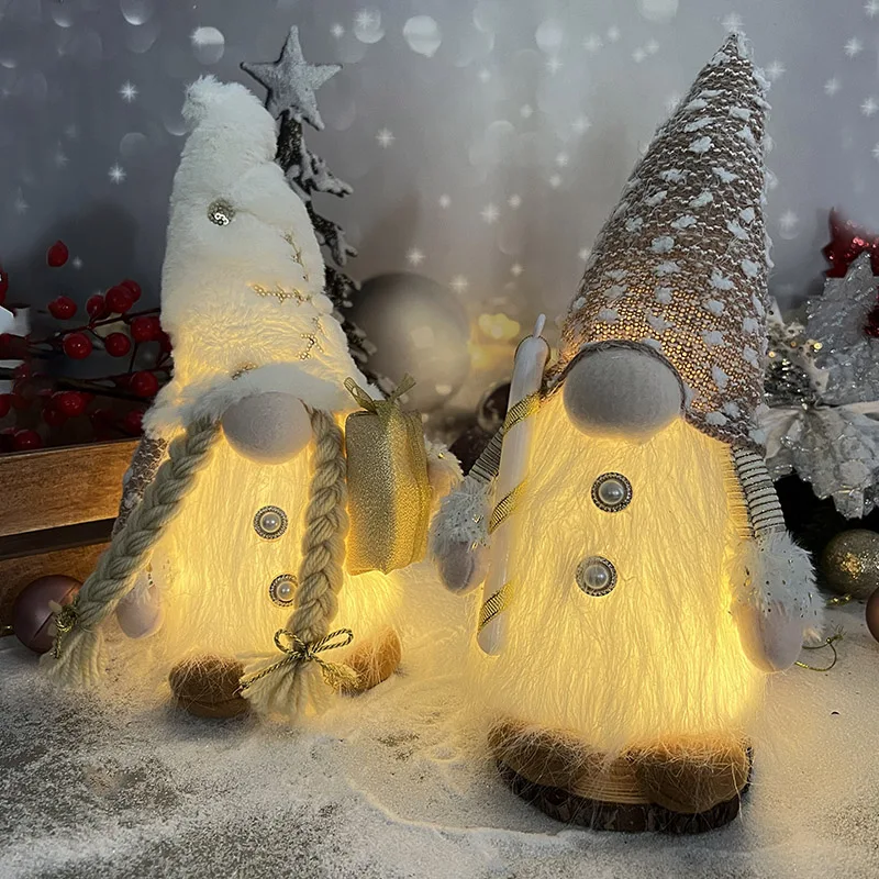 

Christmas Gnome Faceless Doll Sequins With Lights Rudolph Doll Merry Christmas Decor For Home 2023 Navidad Natal New Year Gifts