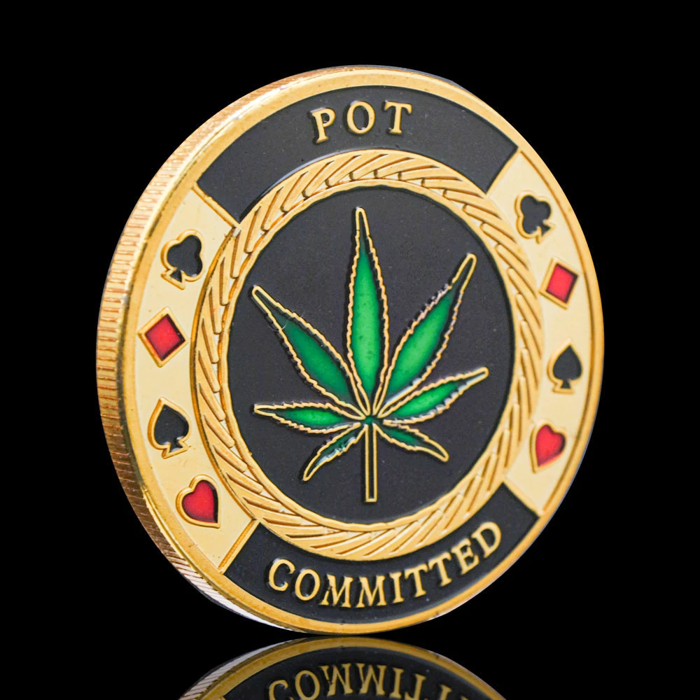 Gold Plated Pot Committed Poker Card Guard Lasvegas Fichas Challenge