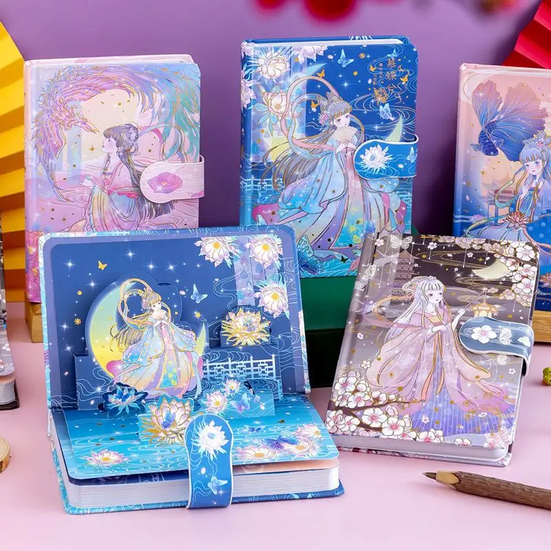 

Creative national style hand account book ancient style three-dimensional magnetic buckle notebook hand account sticker ins