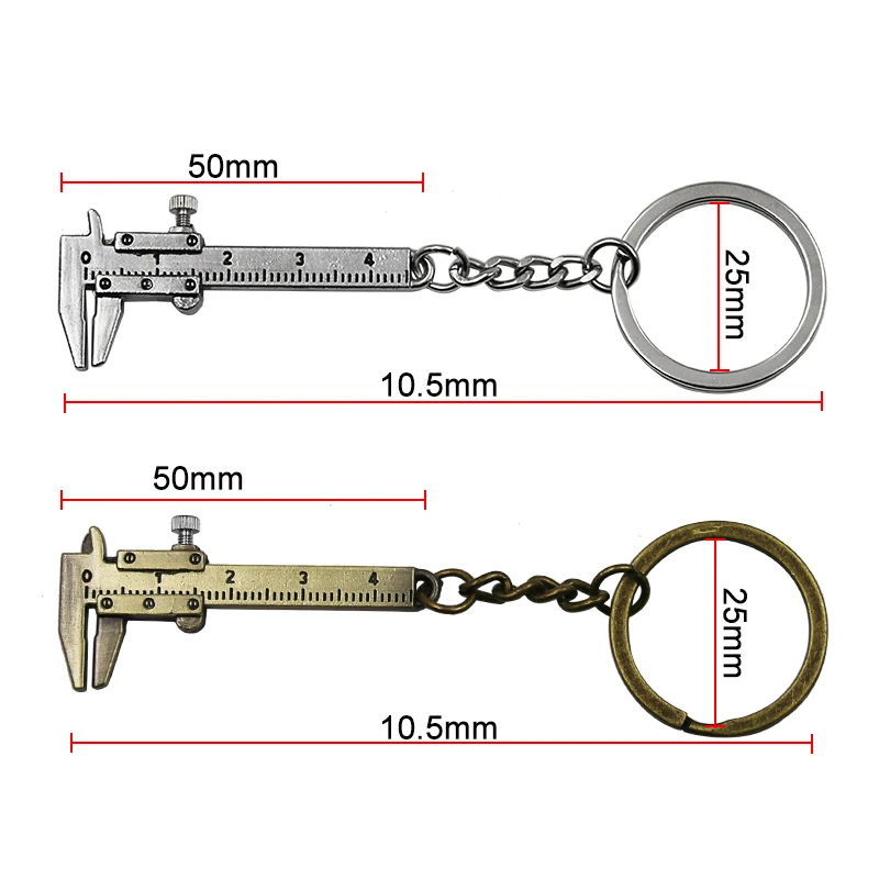 3pcs Mini Key Chain Tool Movable Vernier Caliper Ruler Sliding Key Holder Rings Keychain Tools Cool Keychain Gift Ideas for Men Women