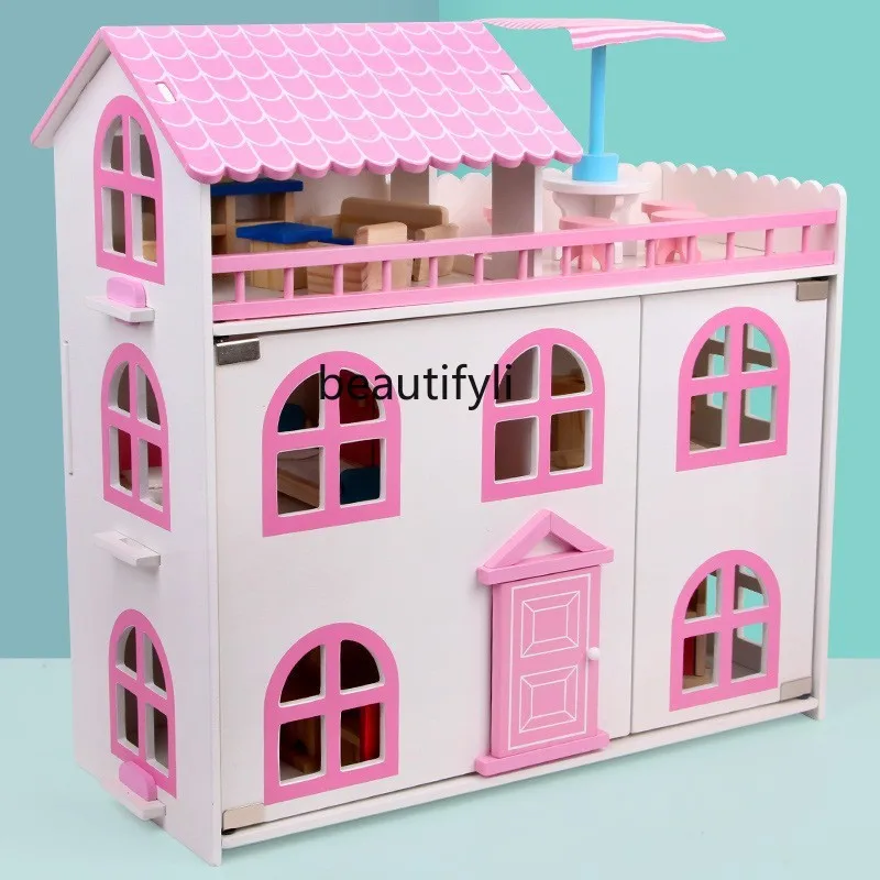 Children play house girl European style large villa doll house bed toy small class kindergarten