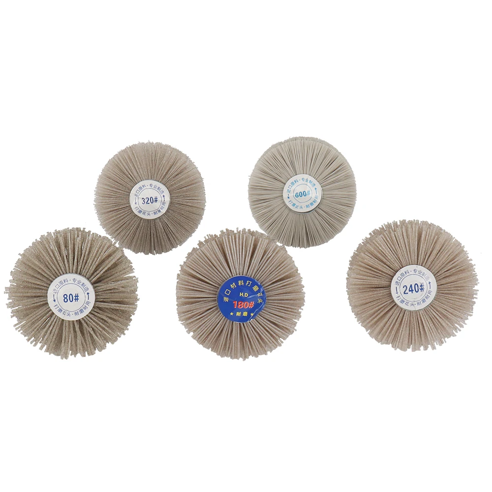 4 Stück 80 mm Bohrer Schleifdraht Schleifscheibe Nylonborsten Polierbürste für Holzmöbel Mahagoni-Finish – Detail 6