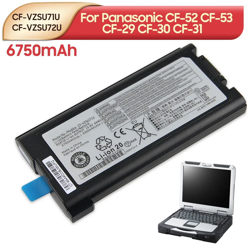 Batteria Di Ricambio Originale Cf-Vzsu71R Cf-Vzsu71U Cf-Vzsu72U Per Panasonic Toughbook Cf-52 Cf-53 Cf-29 Cf-30 Cf-31 6750Mah