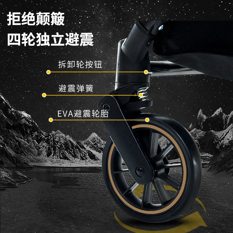 Baby stroller can sit and lie high light folding and shock-absorbing stroller For children