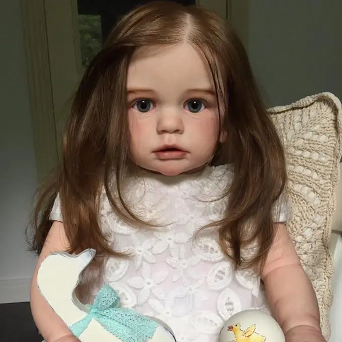 BZDOLL 60cm Realistic 3D-Paint Skin Soft Silicone Reborn Baby Doll For Girl Cloth Body Long Hair Princess Toddler Alive 2