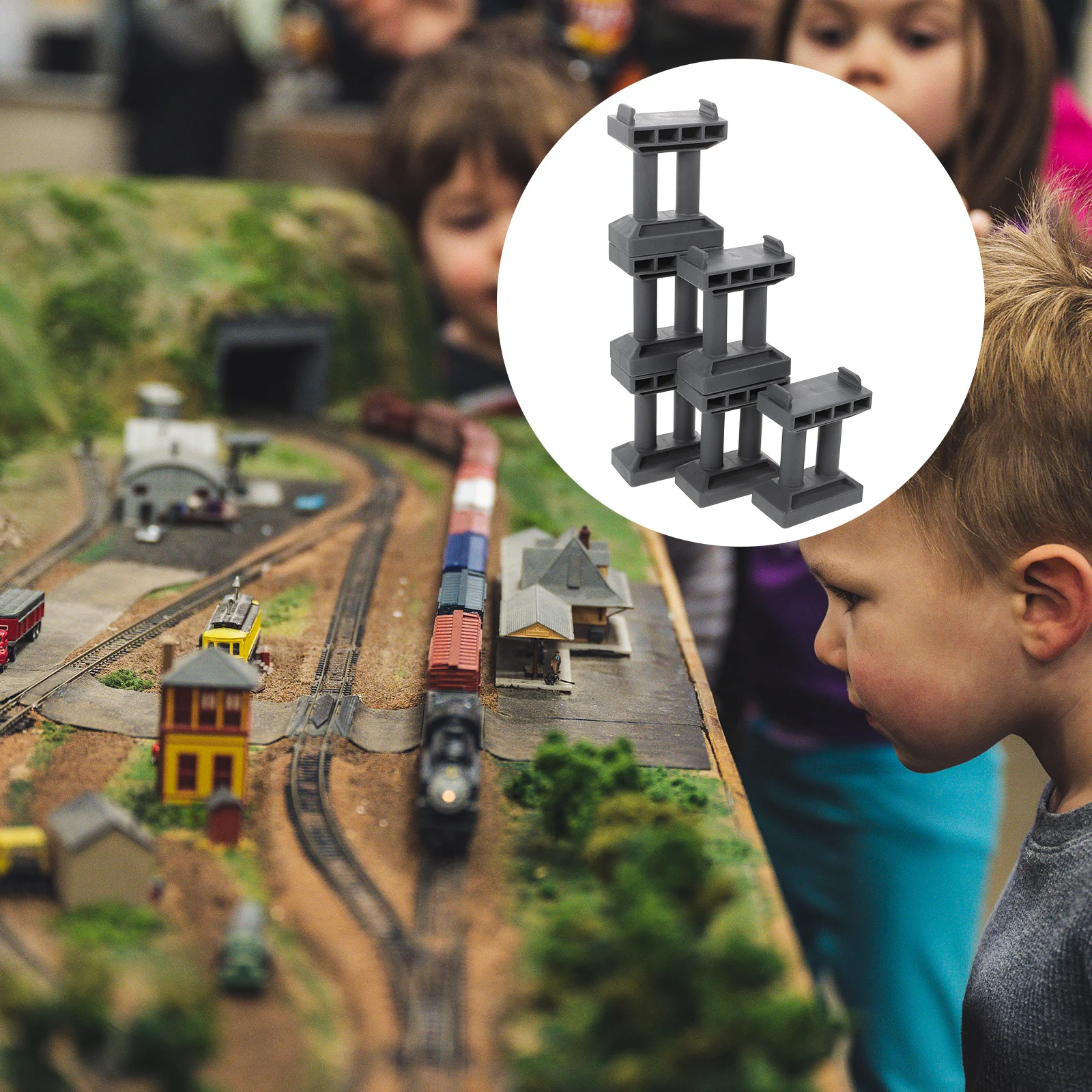 6 Pcs Rail Pier Accessories Railway Bridge Toy Decorative Model Train Scene Building Playing for Games Plastic Funny