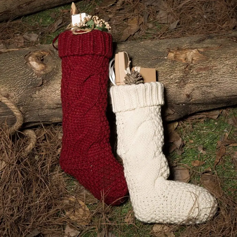 

18" Large Size Cable Knit Christmas Stockings,Unique Xmas Stocking Decorations for Family Holiday Season Décor