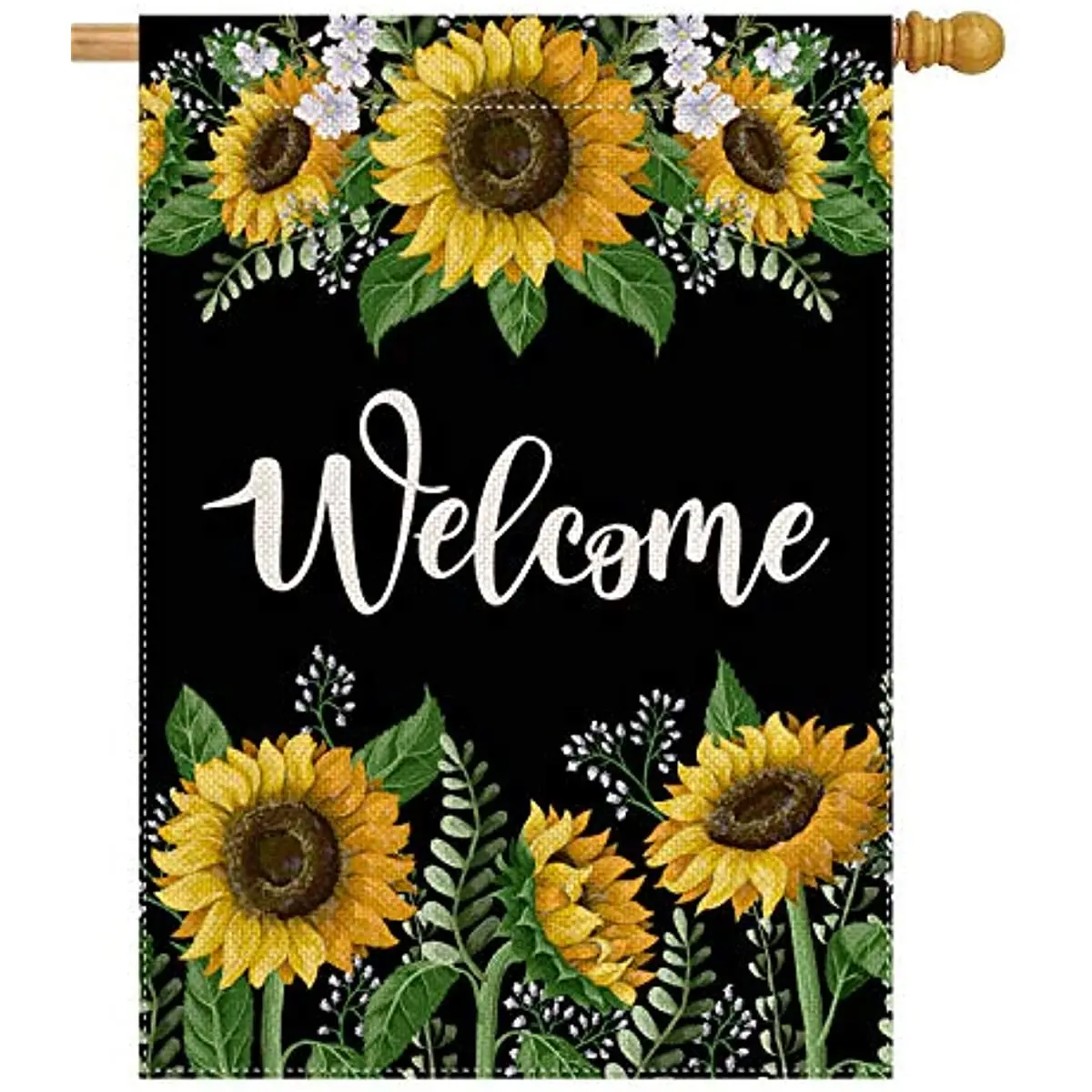 

New Welcome Sunflower Large House Flag Vertical Double Sided Summer Farmhouse Burlap Yard Outdoor Decor
