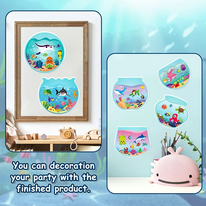 Summer Sea Animal Stickers Scene for Kids Make a Ocean Sticker Scene Sharks Tropical Fish Art Craft DIY Class Activities 12Pcs