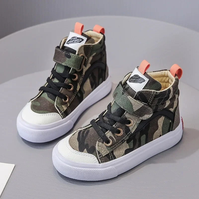 2026 New Brand Boys Casual Shoes Army Green Fashion Children's Boots Cool Boy Girl Outdoor Military Camouflage Footwear E08067