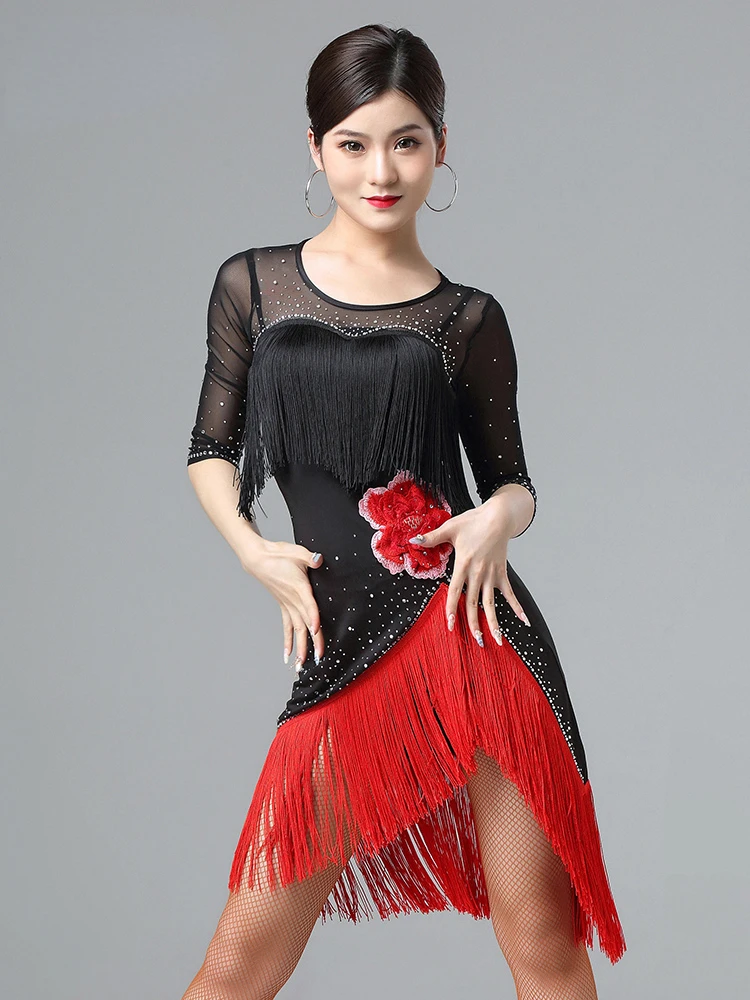 

New Cha Cha Ballroom Salsa Tango Latin Dance Dress Women Fringe Rumba Samba Latin Dance Skirt Women Stage Performance Clothing
