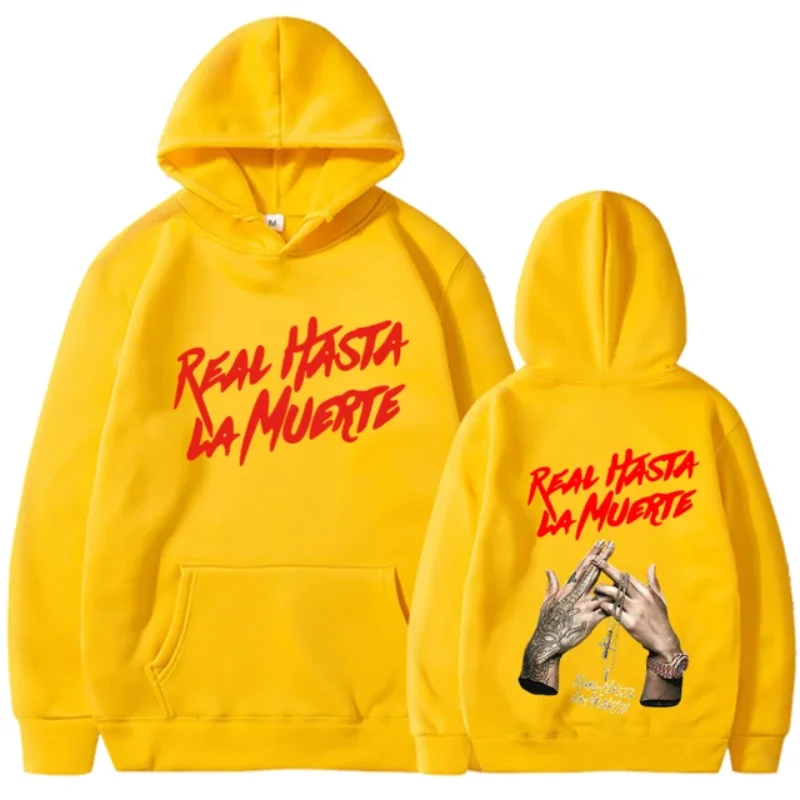 Spring and Autumn Hooded Anuel AA Real Hasta La Muerte Printed Sweatshirt Streetwear Rapper Loose Pullover Casual Hooded Top3 2