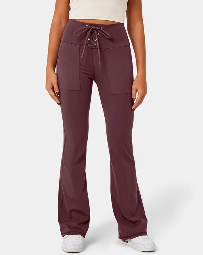 Women's Spring and Summer Leisure Versatile Commuting Fashion Lace-Up Quick Dry Active Flared Pants