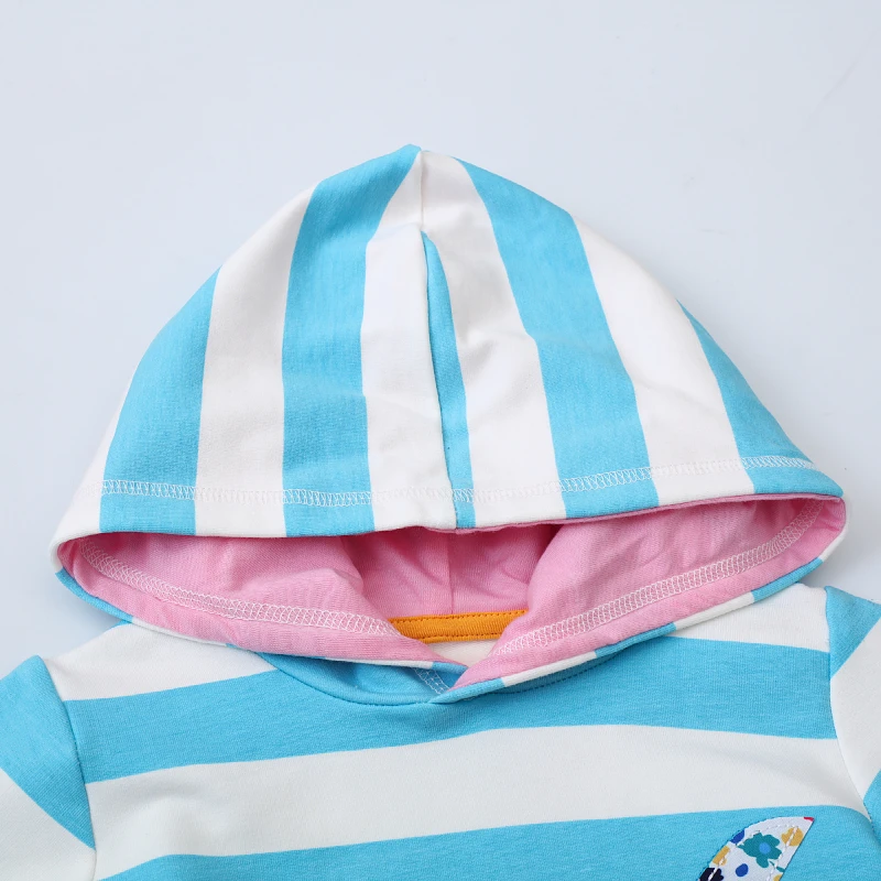 2025 New Long Sleeves Striped Dresses for Kids Clothes Girls Cartoon Dolphins Hoodies Dresses Children's Clothing