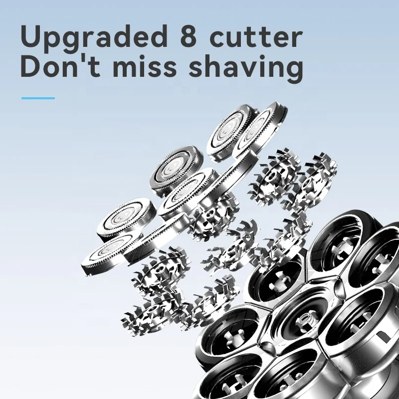 Kemei 8 Heads Electric Shaver 8D Men Rechargeable Rotary Beard Razor Waterproof Wet Dry Portable Mini Shaving Machine for Bald 3