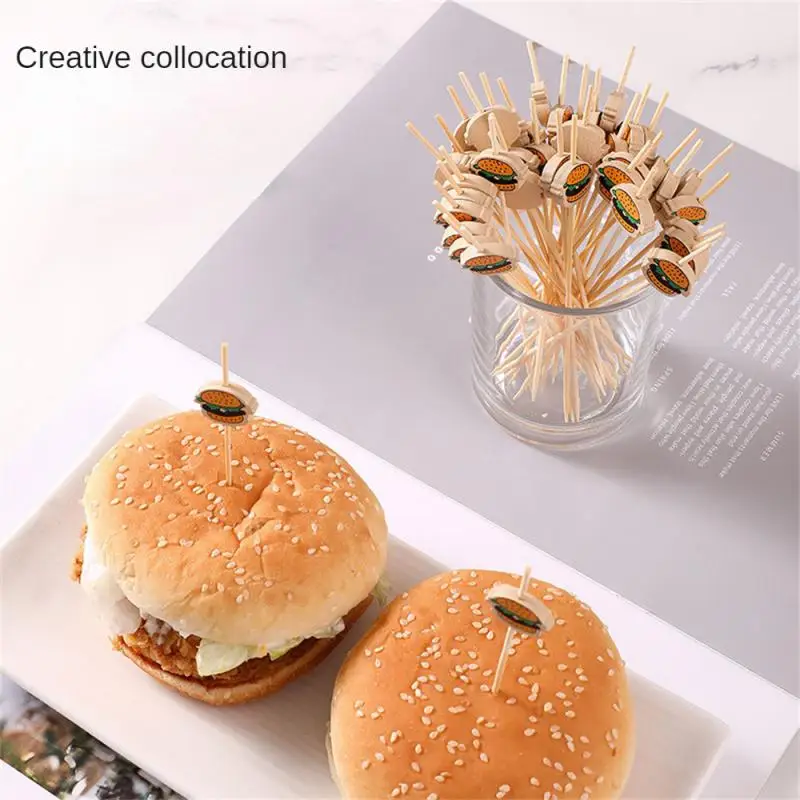 20/50/100Pcs Disposable Bamboo Skewers Easter Bunny et Food Picks Cupcake Fruit Fork Party Dessert Salad Sticks Toothpick