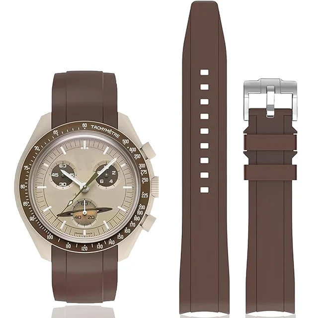 Bracelet en caoutchouc pour montre Omega X Swatch Moonswatch, extrémité incurvée universelle 20mm 22mm, étanche, sans écart, pour femmes et hommes 1
