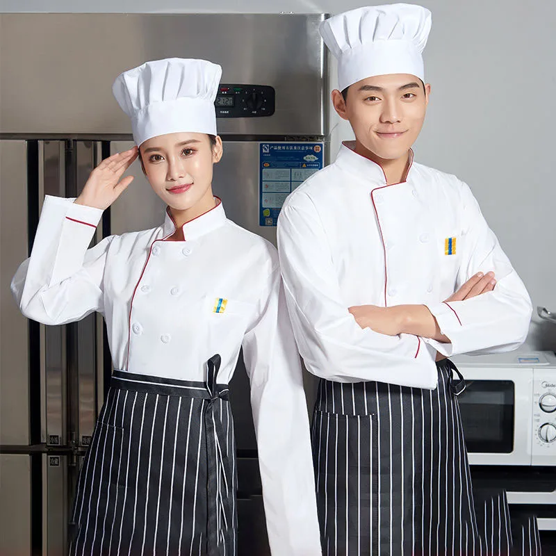 Chef Uniform Men Kitchen Chef Restaurant Breathable Double Breasted Chef Dress Women Jackets Apron