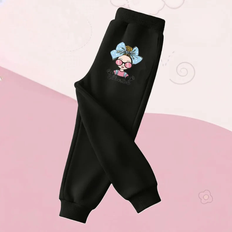 Frühling Herbst Mädchen Casual Hosen kinder Elastische Taille Jogger Kinder Hohe Taille Sport Hosen Nette Bogen Gedruckt Mädchen Hose – Detail 5