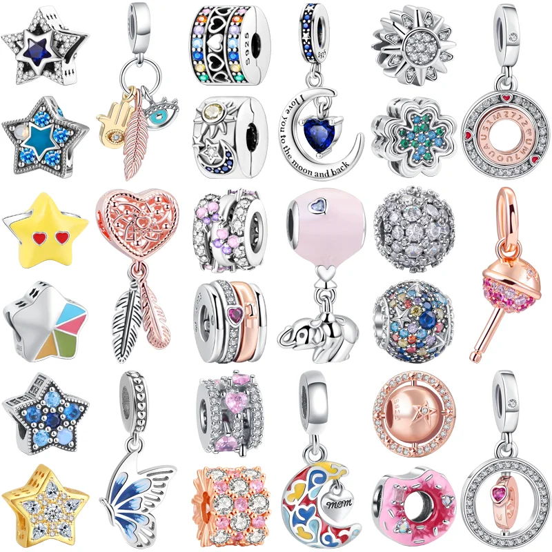 

Hot Sales Fit Pandora Original Bracelet Fashion Lollipop Star Butterfly S925 Silver Charms Beads Fine Birthday Jewelry For Women