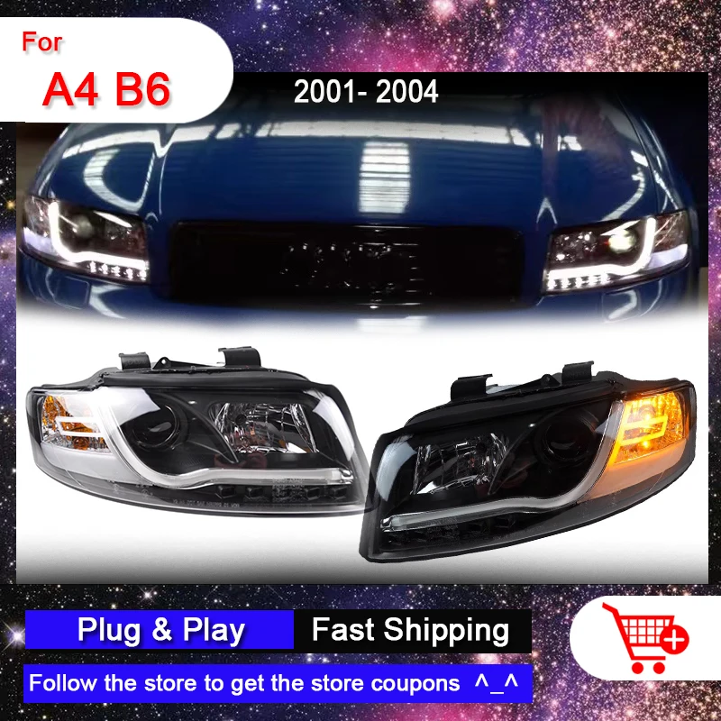 

Фары для стайлинга автомобиля для A4B6 2001-2004 A4 B6, фары головного света, дневные ходовые огни, указатели поворота, Ксеноновые Проекционные линзы, автомобильные аксессуары