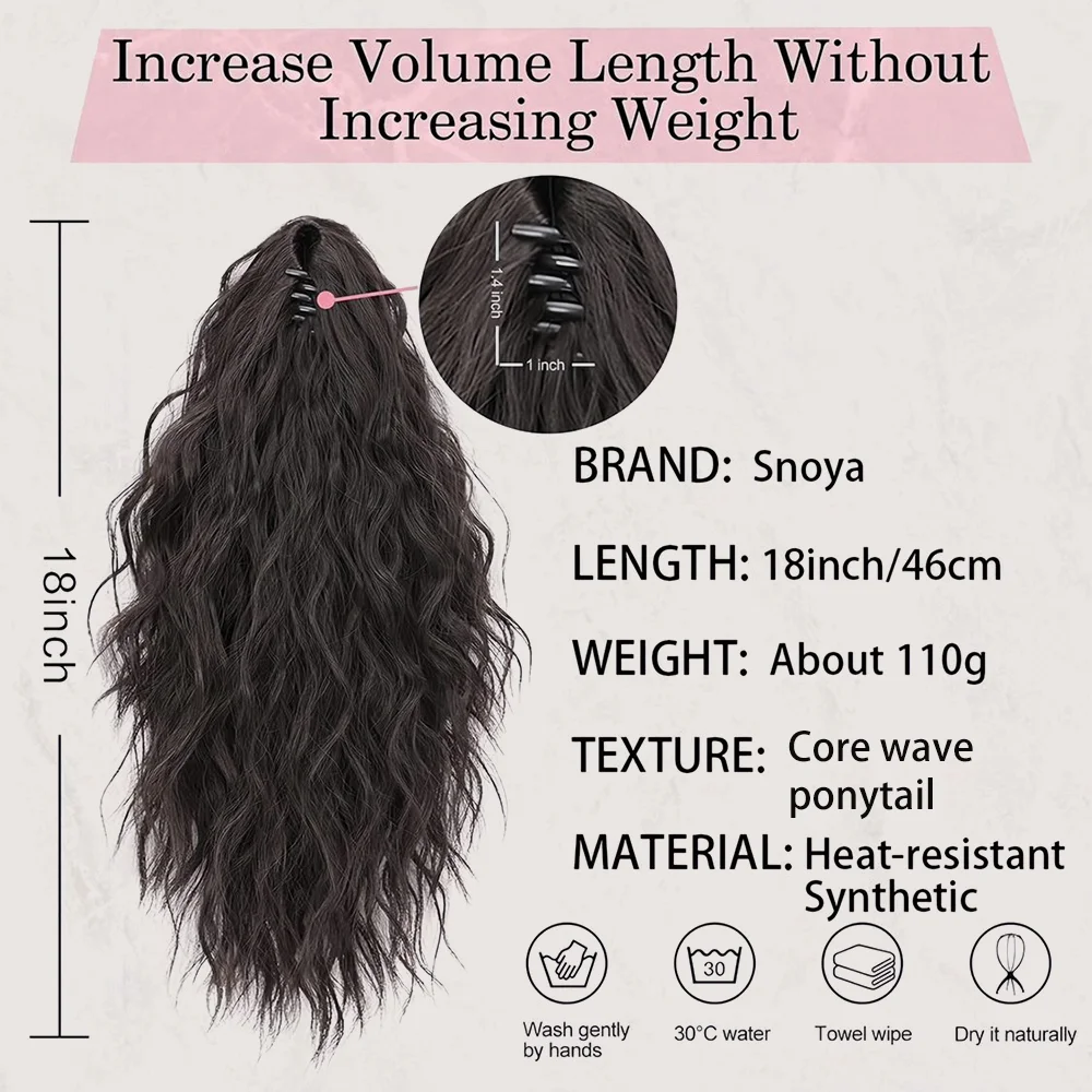18-inch Synthetic Women's Wavy Claw-Clip Ponytail Extension Easy-to-Wear Versatile Style for Instant Beauty Boost For Women clip in ponytail hair extension synthetic ponytail synthetic hair accessories clip in ponytail extensions