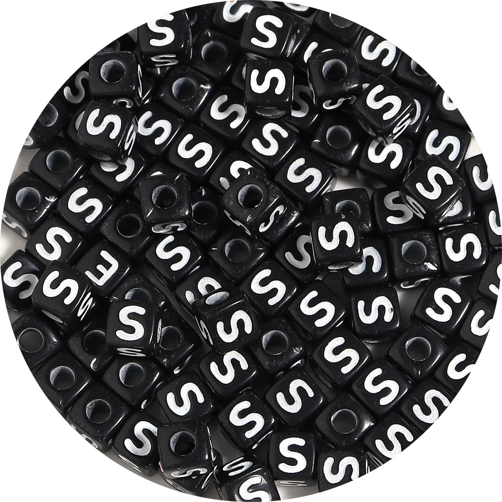 7x3,5mm schwarze Acryl perlen flache runde Pick Buchstaben lose Alphabet Spacer Perlen Lieferungen für Schmuck herstellung Armbänder Zubehör – Detail 4