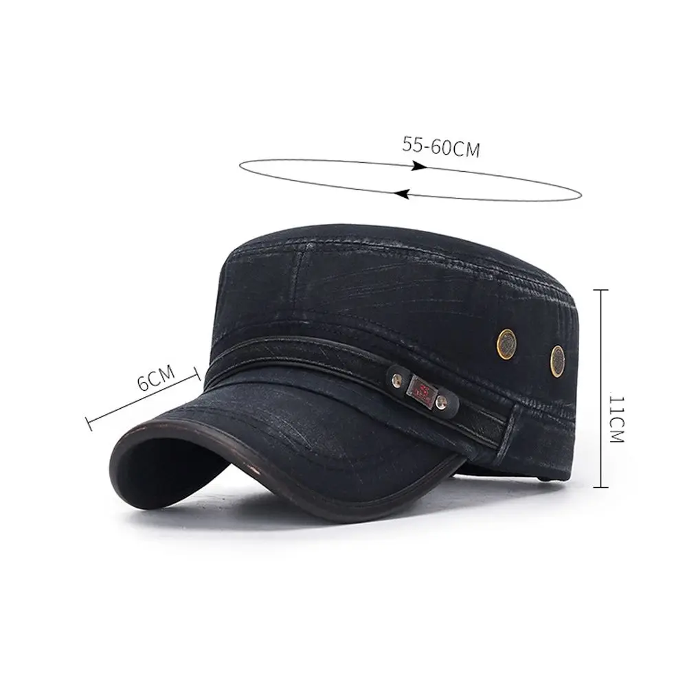 Men  Denim Baseball Cap Cotton Cadet Hat  Breathable Flat Adjustable Cap 6