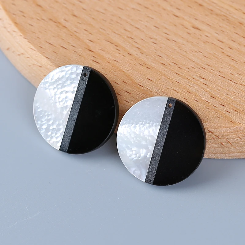 Semiprecious Natural Stone Shell,Hematite,Obsidian Intarsia Earring Bead Accessories For Women 22x2.5mm