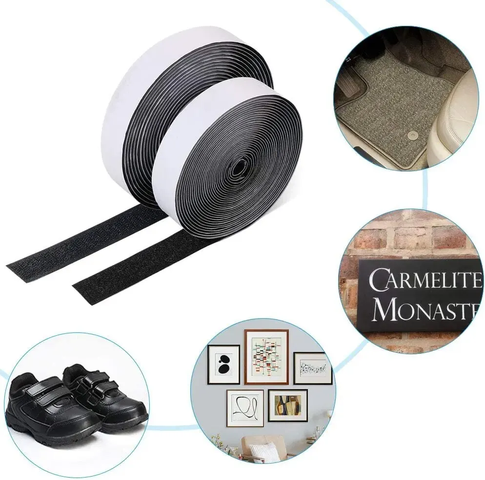 Extra Strong Double-Sided Self-Adhesive Hook and Loop Tape - 5 Meters, 20mm Width