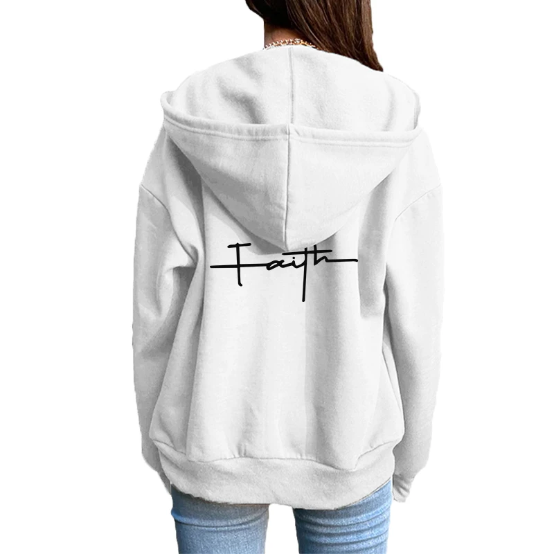 Daily Fashion Casual Jogging Top Women Zipper Cardigan Hooded Sweatshirt Printing Clothing Lady Versatile Sport Coat Comfortable 5