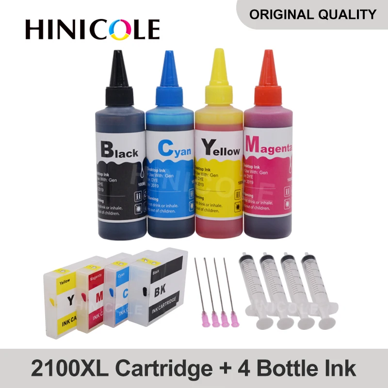 

HINICOLE PGI2100 XL+ 4 Bottle Printer Ink Refill Kit Compatible Ink Cartridge For Canon PGI 2100 XL MAXIFY MB5110 MB5310 MB5410