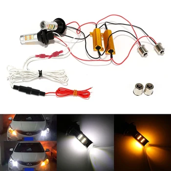Luce di Segnalazione per Auto 2 in 1 DC 12V 1156 42 LED Luci Diurne Lampade Auto Accessori Auto 2 Pezzi/Set LED DRL per Auto