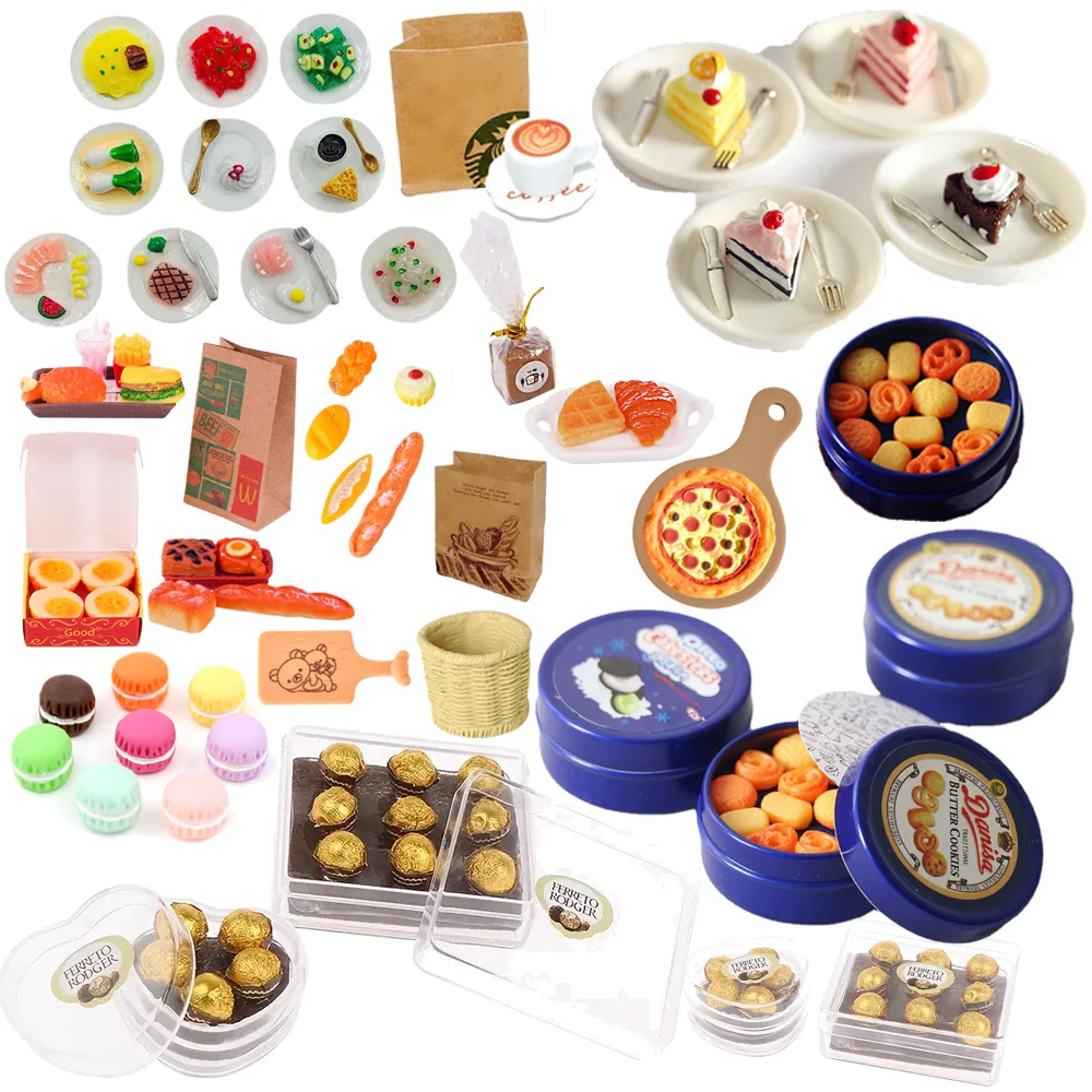 Miniatures Alimentaires 1/12 Pour Maison De Poupée - 80 Pièces Avec Chariots Et Faux Billets