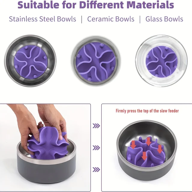 1Pc Soft Silicone Slow Feeder Puzzle Dog Bowl Insert-Stimulates Mind & Promotes Healthy Digestion Suitable for all sizes 4