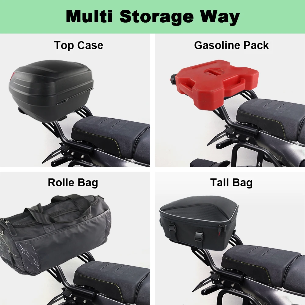 Porte-bagages Arrière Moto Husqvarna 125-401 - Alliage Aluminium, Charge 15kg, Avec Filets Réfléchissants