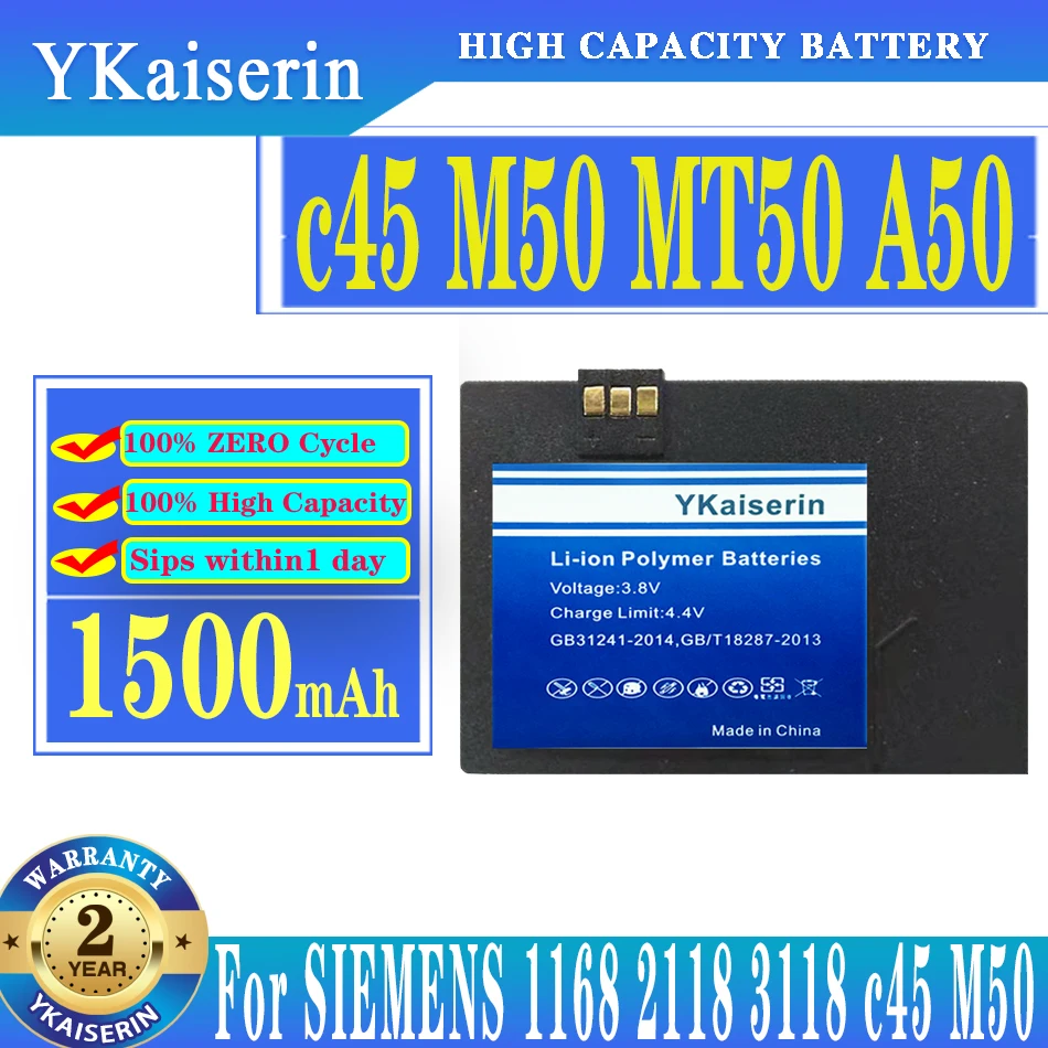 Batteria Ykaiserin 1500Mah Per Siemens 1168 2118 3118 C45 M50 Mt50 A50 3618, 6618, Me45, S45, S45I Batteria + Track No