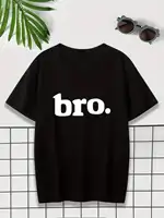 1 قطعة توين بوي "BRO" إلكتروني طباعة الجولة الرقبة تي شيرتات قصيرة الاكمام طالب شاب عادية المحملة الأعلى رداء علوي غير رسمي ملابس الأطفال 1