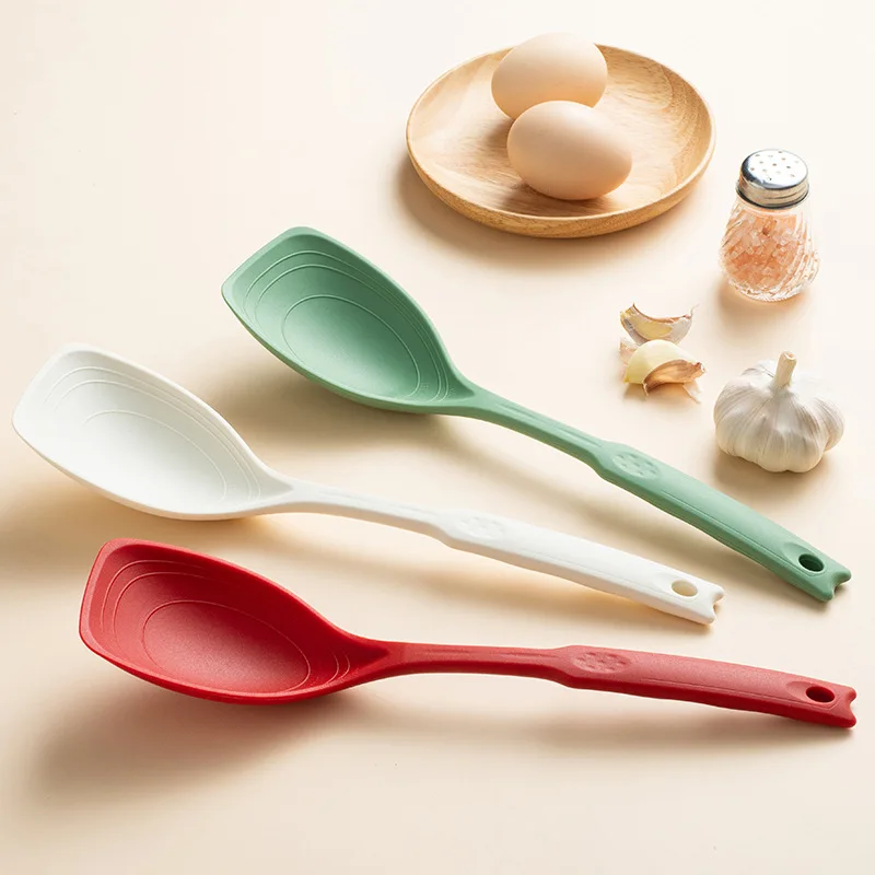 Silicone Spoon Kitchen Tool Multi purpose Grip Comfortable Anti slip Round Handle Large Cookware Tableware Spoon