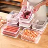 Home Refrigerator Dumpling Box Rectangular Plastic Sealed Storage Box Food Crisper Box with Lid Food Crisper Fresh Spacer Clear 3