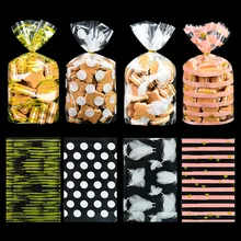 

50Pcs Gold White Dots Cellophane Bag Clear Opp Plastic Bags for Candy Lollipop Cookie packing Packaging Wedding Party Gift Bag